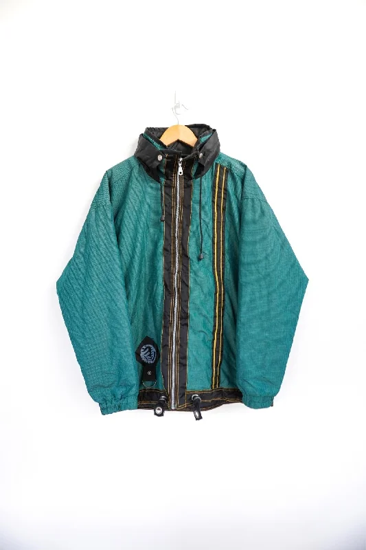Forest Green Vintage Ski Jacket Faux Fur Fabric Real Fur Fabric Shearling Fabric