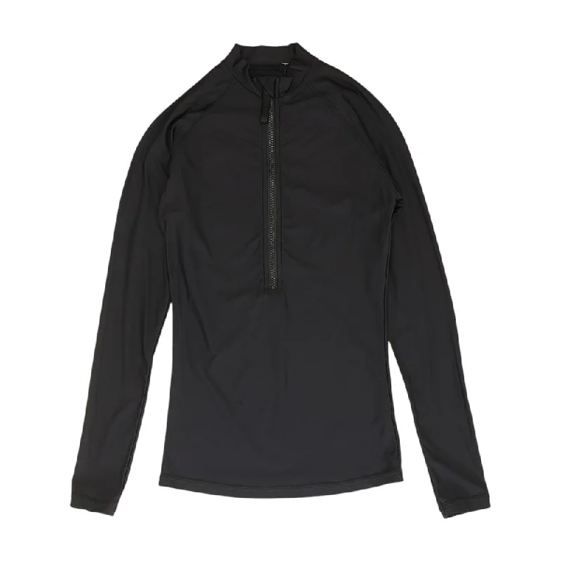 Black Solid 1/4 Zip Pullover Textured Knit Design