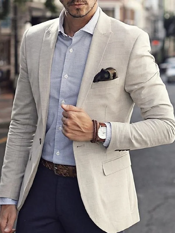 Men's Tailored Fit Single Breasted One-button Blazer Jacket Welt Pockets Slit Pockets Flap Pockets Men's Tailored Fit Single Breasted One-button Blazer Jacket Welt Pockets Slit Pockets Flap Pockets