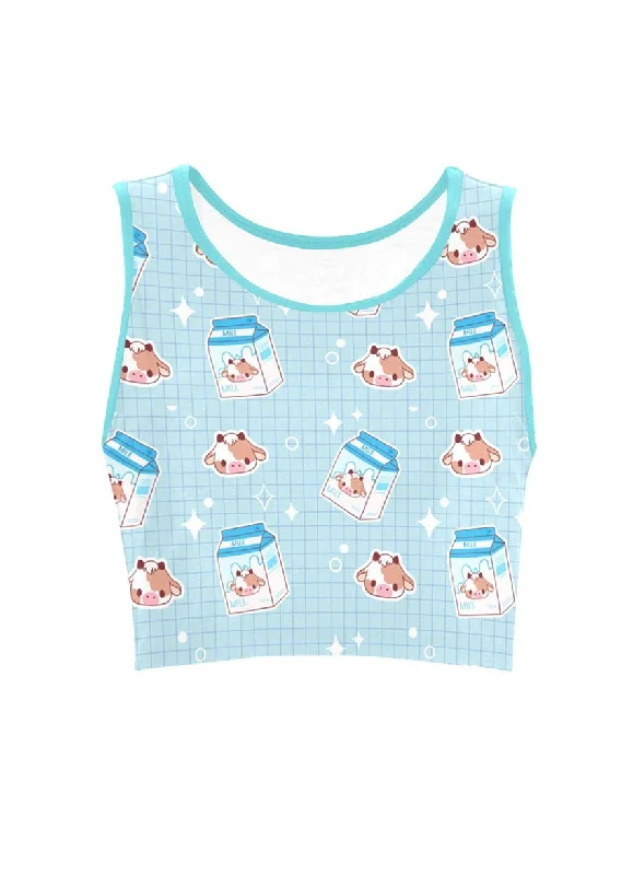Kawaii Milk Cow Print Aesthetic Crop Top Plaid Crop Top Polka Dot Checkered
