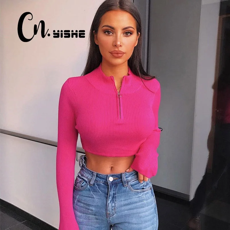 Flared Sleeve Crop Top Lace Blend Ribbed Blend Corduroy Blend