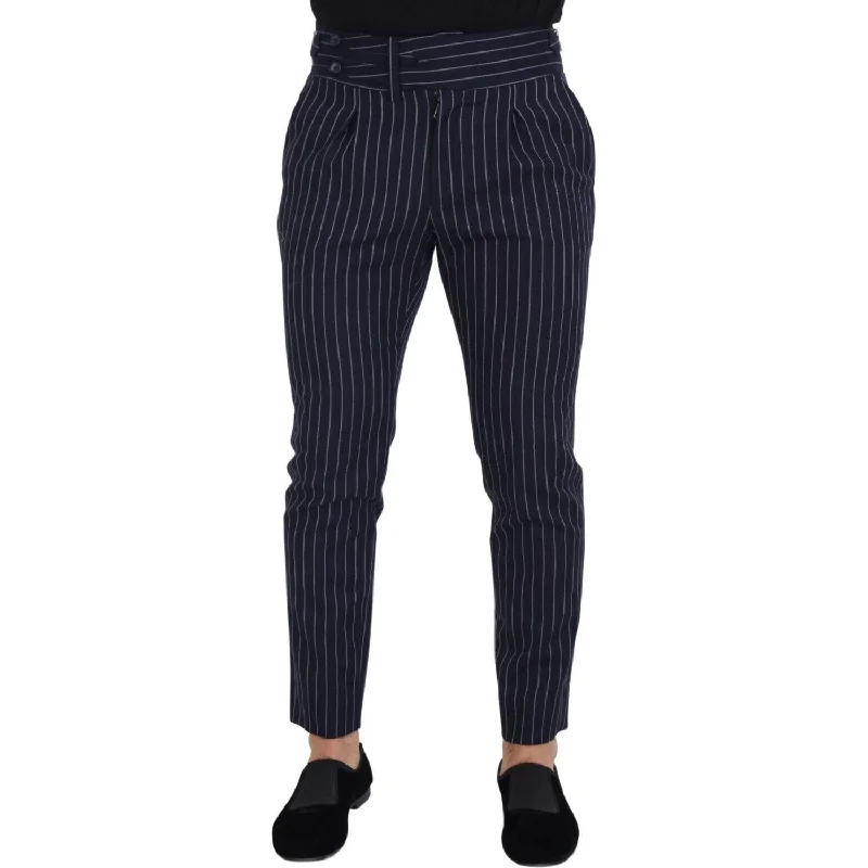Dolce & Gabbana Sophisticated Blue Wool Blend Trousers Trousers Prom Sequined