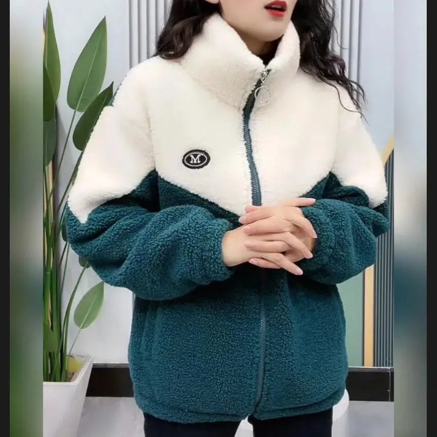 Women Jacket Colored Thickened Lamb Fleece Long Sleeve Mid Length Overcoat Warm Topcoat Quilted Top Autumn Winter Overgarmen Fleece Fabric Down Fabric Feather Fabric Women Jacket Colored Thickened Lamb Fleece Long Sleeve Mid Length Overcoat Warm Topcoat Quilted Top Autumn Winter Overgarmen Fleece Fabric Down Fabric Feather Fabric