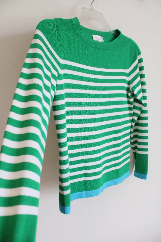 Belle Kim Gravel Green White Striped Knit Sweater | XXS Wool Sweater Cotton Sweater Cashmere Sweater Belle Kim Gravel Green White Striped Knit Sweater | XXS Wool Sweater Cotton Sweater Cashmere Sweater
