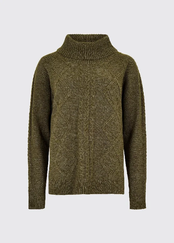 Kirkwood Women’s Chunky Sweater - Dusky Green Cashmere Blend Cotton Blend Poly Blend