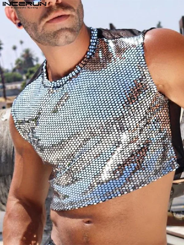 Men's Crop Top Polka Dot Checkered Tartan