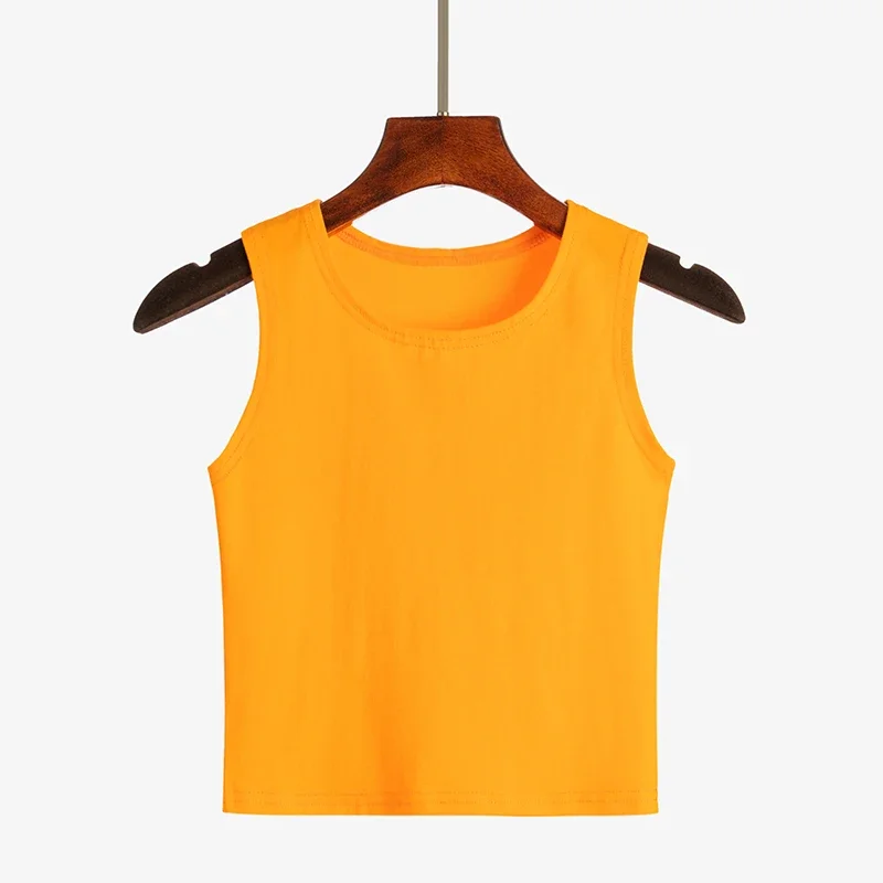 Orange Marmalade Basic Cotton Womens Crop Top Fleece Nylon Spandex