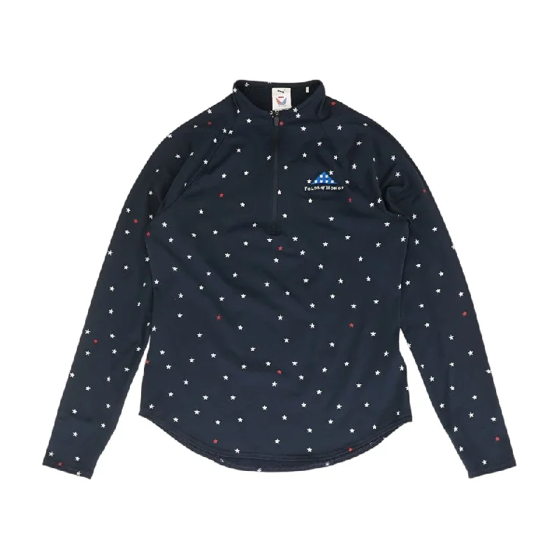Navy Graphic 1/4 Zip Pullover Chunky Knit Pullover
