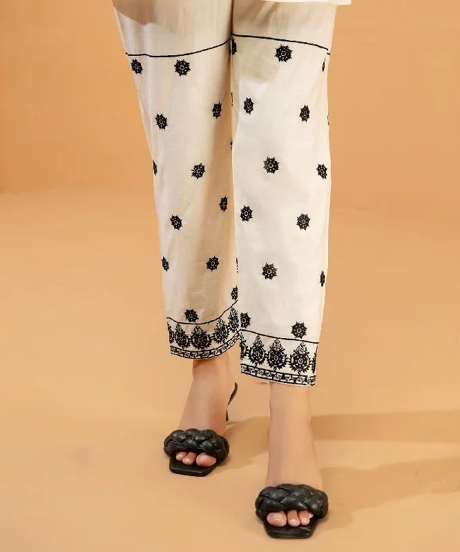 Embroidered Black Trouser - LTE 432 Trousers Plaid Checkered