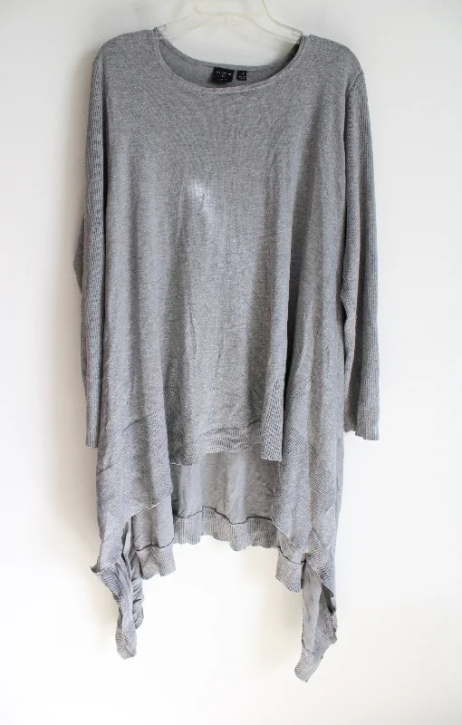 Devotion By Cyrus Gray Knit Asymmetrical Sweater | 3X Chenille Fabric Brocade Fabric Lace Fabric Devotion By Cyrus Gray Knit Asymmetrical Sweater | 3X Chenille Fabric Brocade Fabric Lace Fabric
