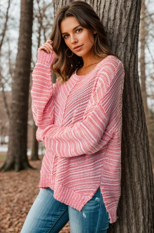 Strawberry Sweetness Pullover Keyhole Neck Pullover