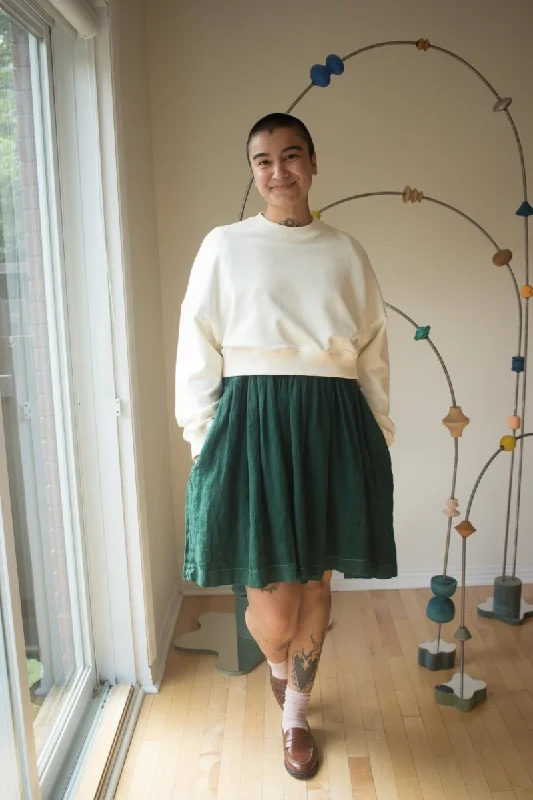 Odeyalo Cropped Anemone Sweater (Cream) Zippered Buttoned Snapped