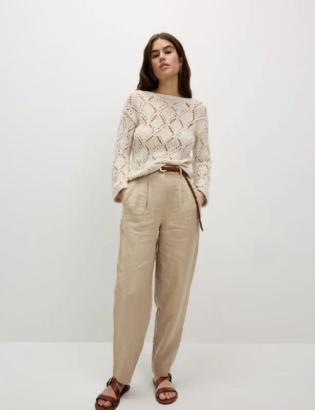 Pure Linen Tapered Trousers Trousers luxurious high-end