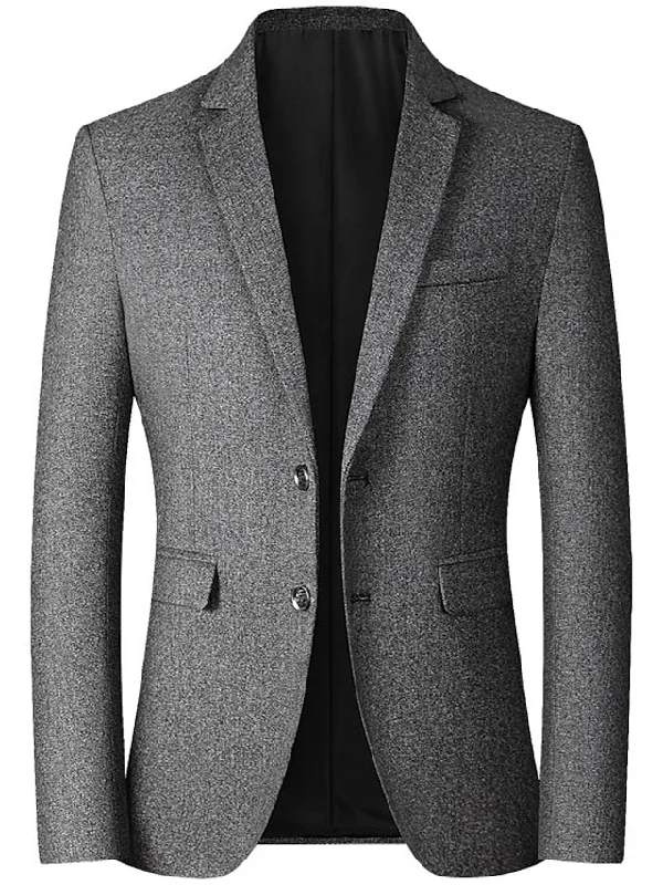 Men's Tailored Fit Single Breasted Two-buttons Blazer Jacket Front Pockets Side Pockets Patch Pockets Men's Tailored Fit Single Breasted Two-buttons Blazer Jacket Front Pockets Side Pockets Patch Pockets