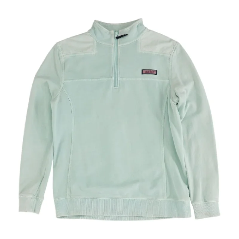 Green Solid 1/4 Zip Pullover Bolero Style Sweater