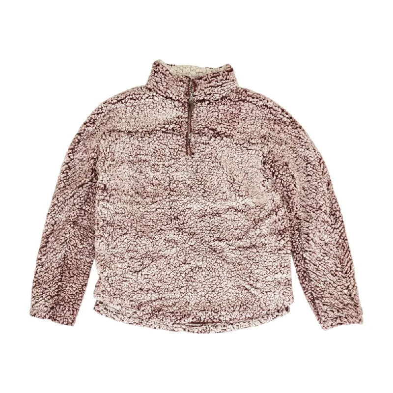 Burgundy Solid 1/4 Zip Pullover Kimono Neck Pullover