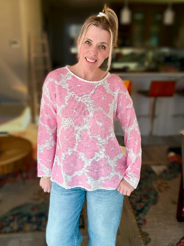 2 Colors - Lightweight Spring Flower Sweaters Satin Blend Silk Blend Wool Blend