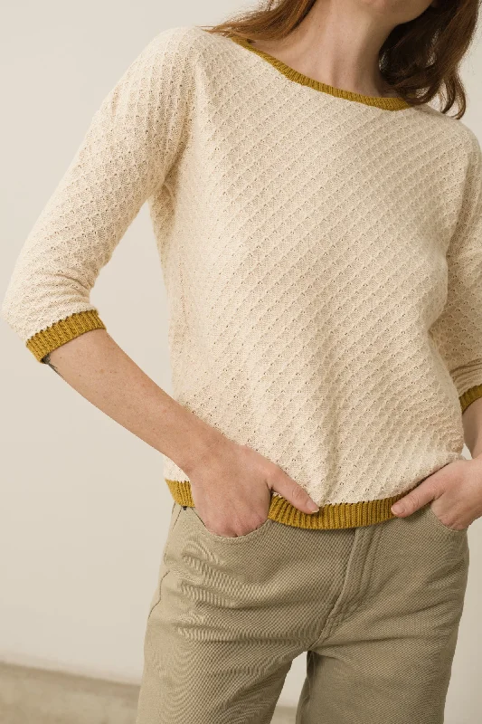 Hadi Organic Cotton Sweater With Mustard Contrast Denim Fabric Leather Fabric Suede Fabric Hadi Organic Cotton Sweater With Mustard Contrast Denim Fabric Leather Fabric Suede Fabric