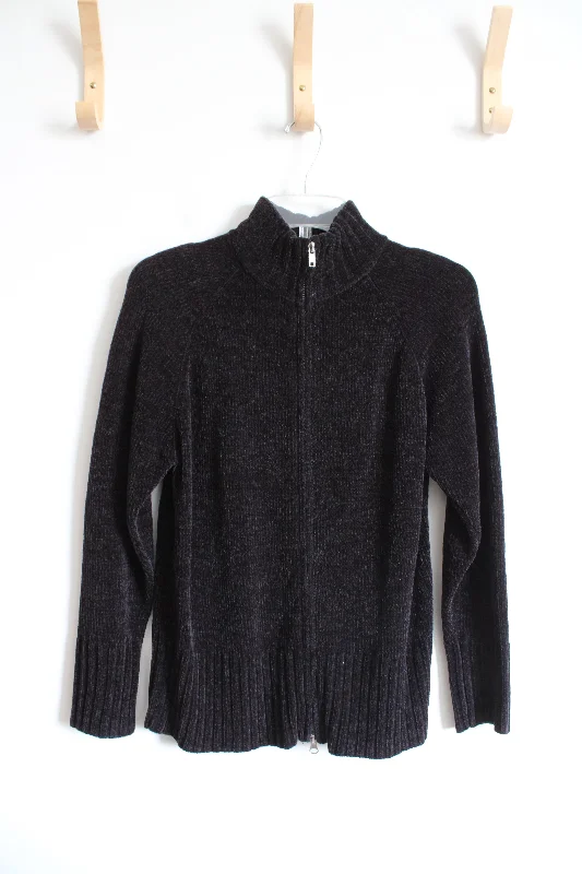 Denim & Co. Black Fuzzy Full Zip Sweater | XS Jersey Fabric Tulle Fabric Batik Fabric Denim & Co. Black Fuzzy Full Zip Sweater | XS Jersey Fabric Tulle Fabric Batik Fabric