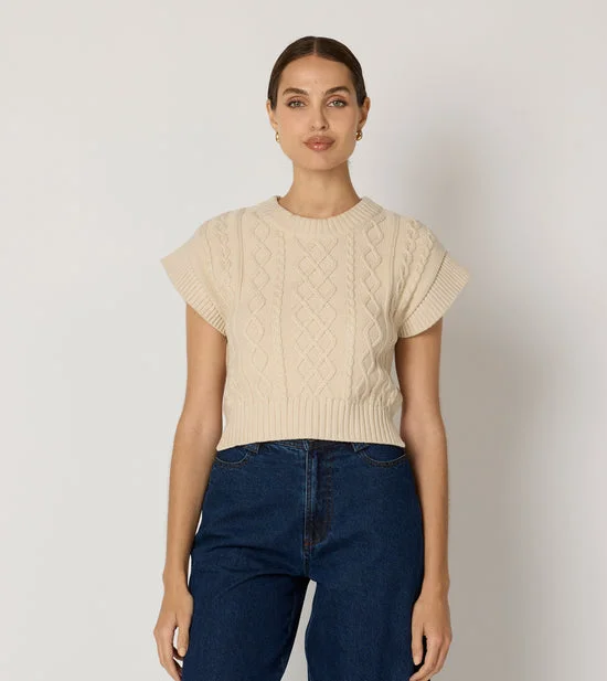 Gigi Sweater Vest - Cream Plaid Sweater Polka Dot Checkered