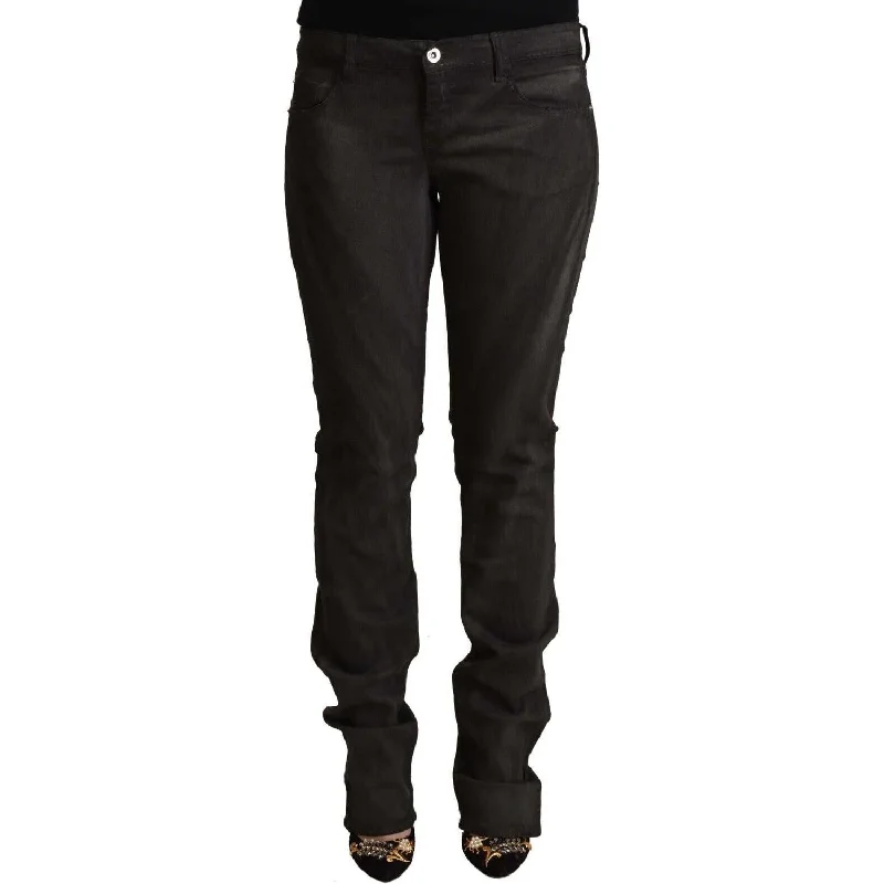 Costume National Elegant Mid Waist Skinny Black Trousers Trousers Timeless Classic