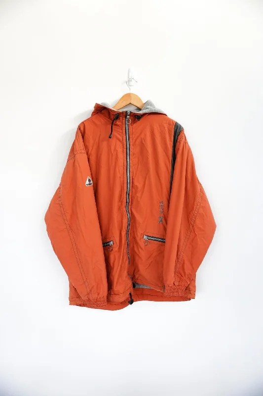 Easy X Orange Vintage Ski Jacket Satin Jacket Silk Jacket Chiffon Jacket