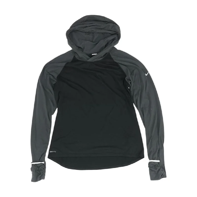 Black Solid Active Pullover Asymmetrical Hem Sweater