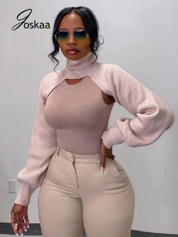 Turtleneck Long Sleeve Crop Top Zippered Front Buttoned Front Snap Front