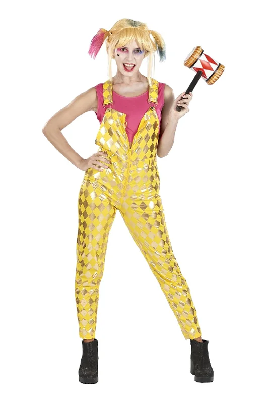 Harlequin Adult Costume | Crop Top & Jumpsuit Costume Set for Women Rayon Velvet Corduroy