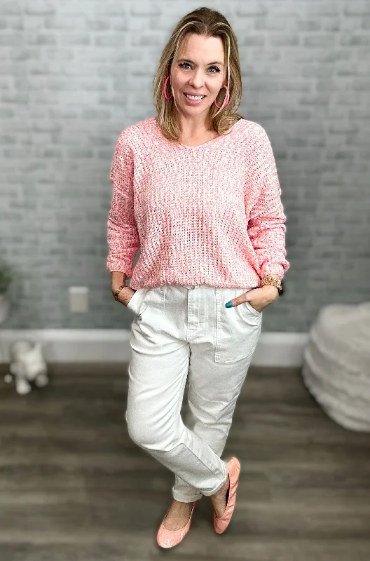 Pastel Pinks Spring Sweater - Andree by Unit Wool Fabric Cashmere Fabric Tweed Fabric