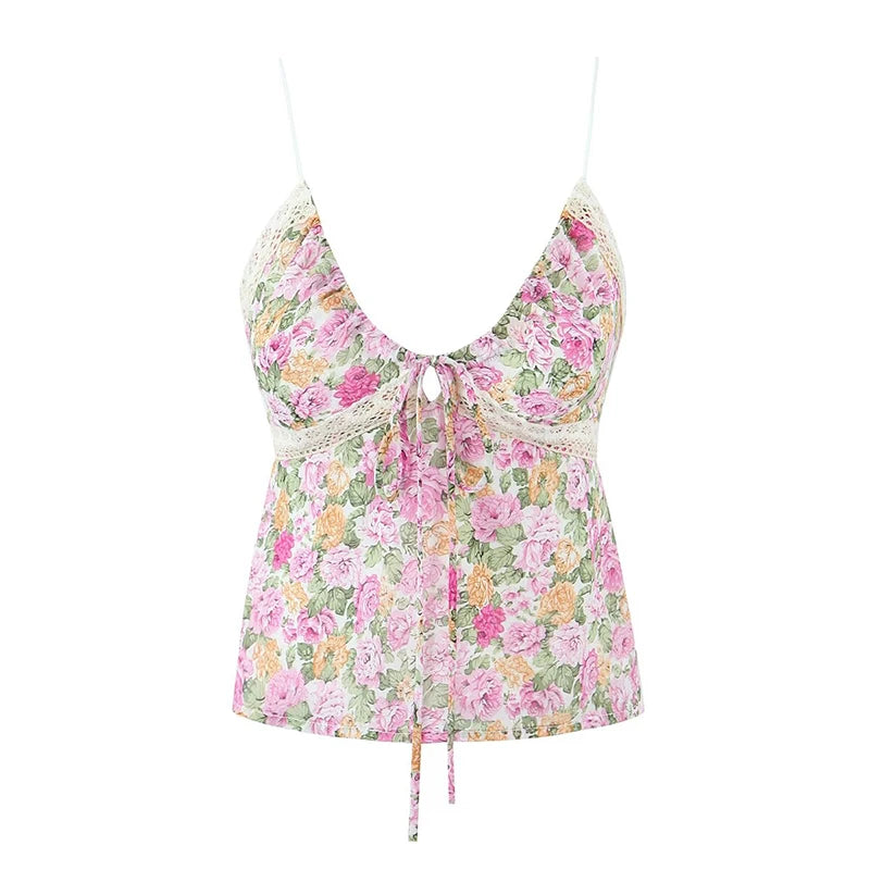 LIZAKOSHT - 2024 Women Lace Trim Floral Print Boho Camis Sexy Sleeveless V Neck Female Holiday Summer Crop Top Thin Crop Top Open Front Quick Dry LIZAKOSHT - 2024 Women Lace Trim Floral Print Boho Camis Sexy Sleeveless V Neck Female Holiday Summer Crop Top Thin Crop Top Open Front Quick Dry
