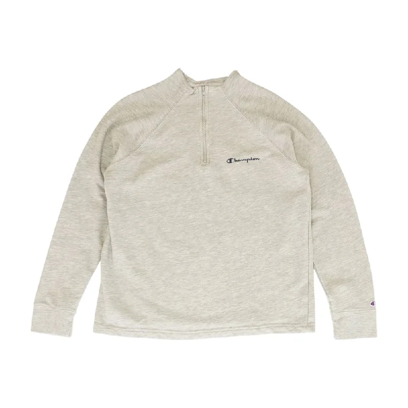 Gray Solid 1/4 Zip Pullover Fleece Warm Pullover