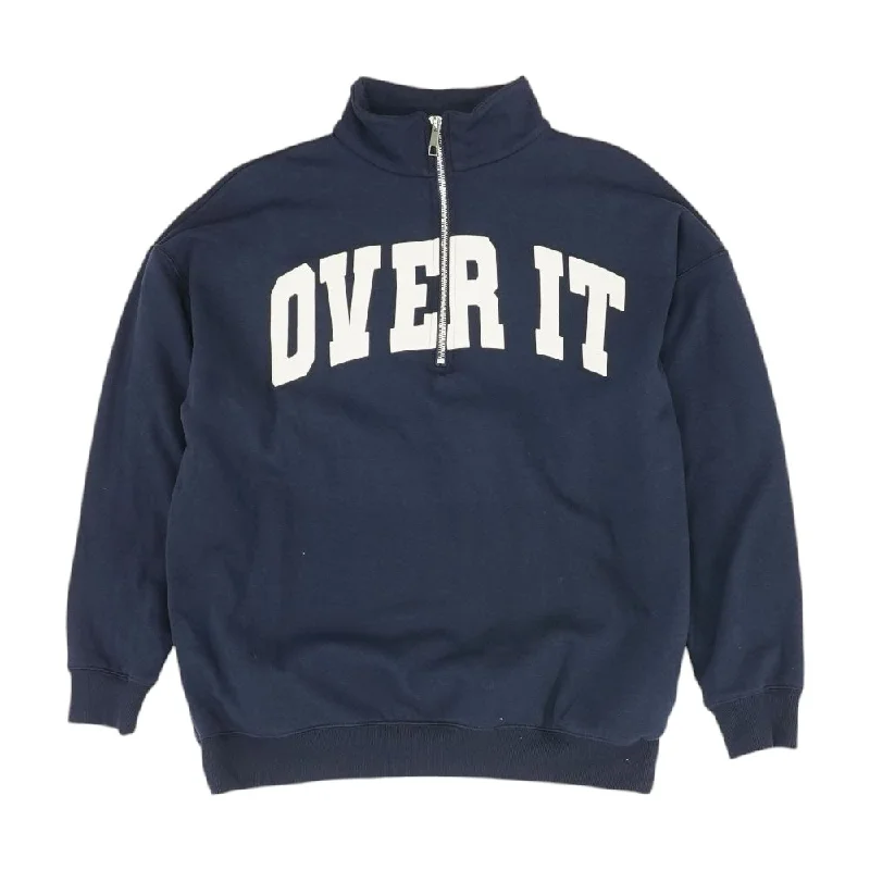 Navy Solid 1/4 Zip Pullover Mock Neck Pullover