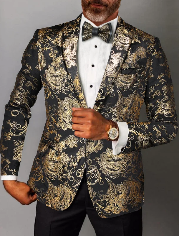 Gold Silver Men's Tailored Fit Single Breasted One-button Printed Party Jacket Fleece Jacket Down Jacket Feather Jacket Gold Silver Men's Tailored Fit Single Breasted One-button Printed Party Jacket Fleece Jacket Down Jacket Feather Jacket