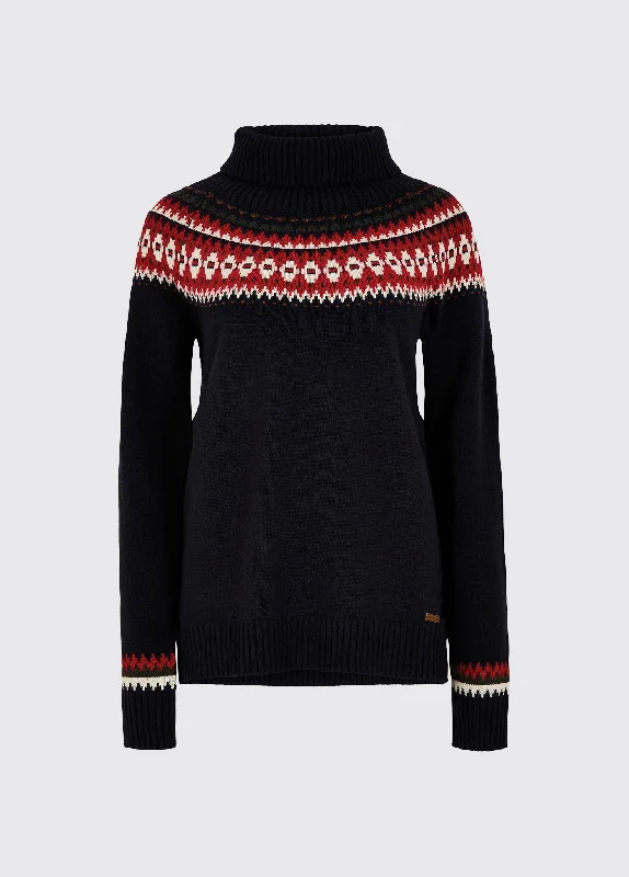 Riverdale Knitted Sweater - Navy Zippered Buttoned Snapped