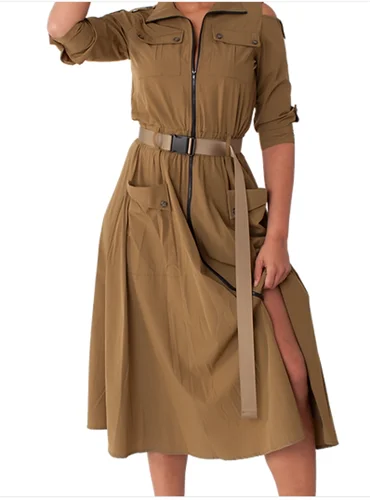 For Her 82391 Cold Shoulder Jacket Dress Tiered Jacket Buttoned Jacket Zippered Jacket