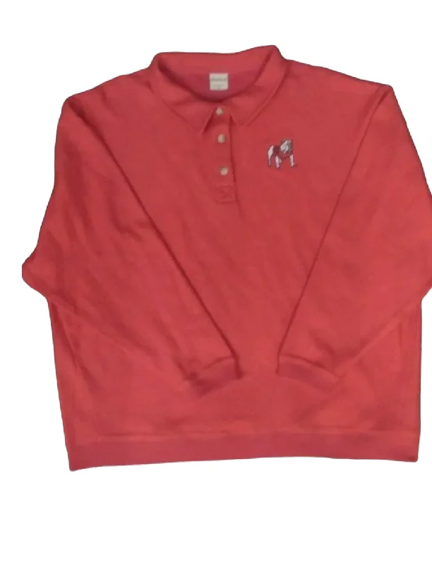 Chicka-d Georgia Bulldogs Pullover Button Up Cap Sleeve Casual