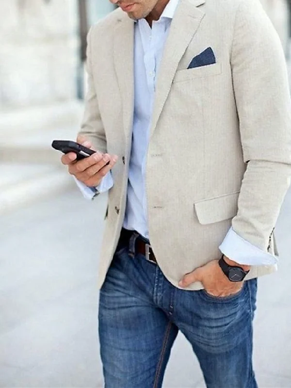 Men's Tailored Fit Single Breasted Two-buttons Blazer Jacket Wool Fabric Cashmere Fabric Tweed Fabric Men's Tailored Fit Single Breasted Two-buttons Blazer Jacket Wool Fabric Cashmere Fabric Tweed Fabric