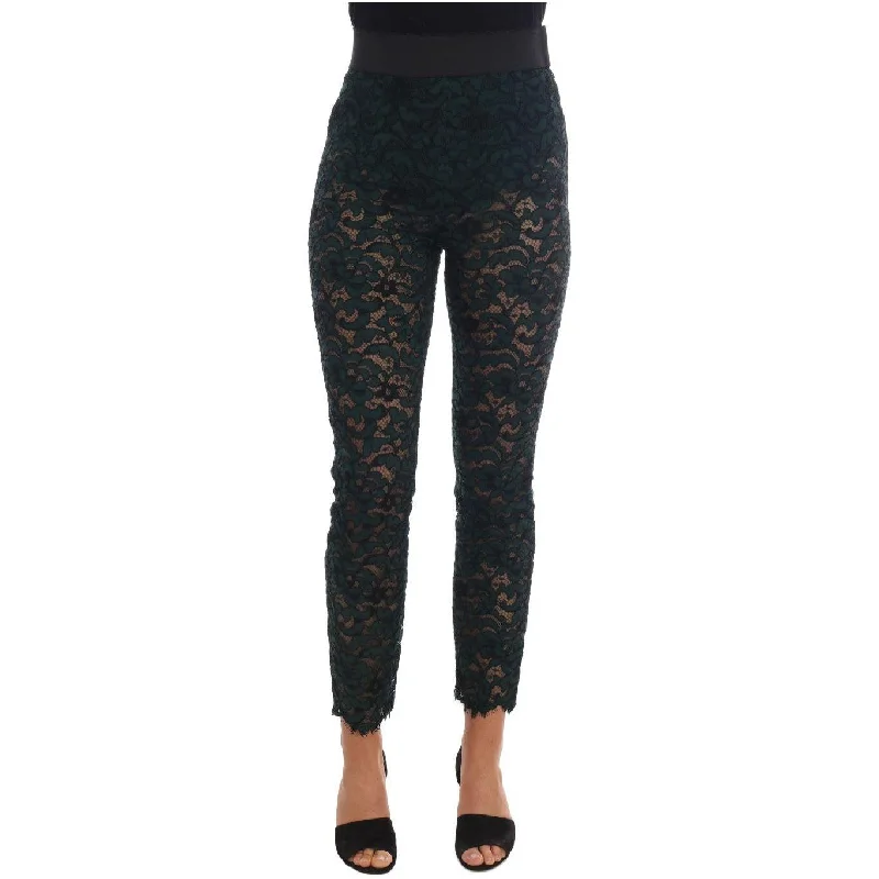 Dolce & Gabbana High Waist Floral Lace Slim Trousers Trousers Spring Floral