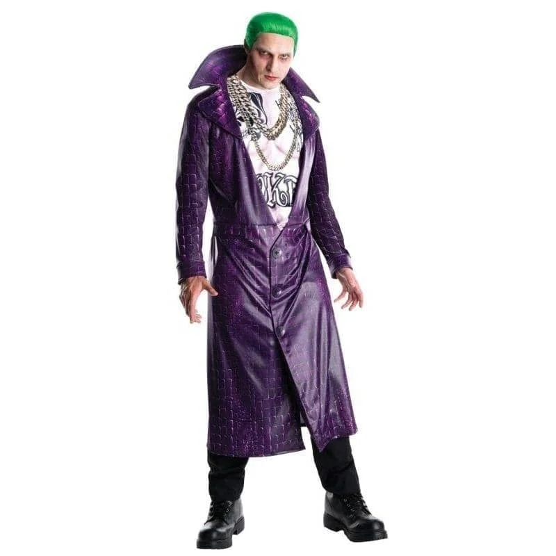 Joker Costume Mens Suicide Squad Deluxe Purple Jacket Notch Collar Jacket Peter Pan Collar Jacket Cowl Neck Jacket