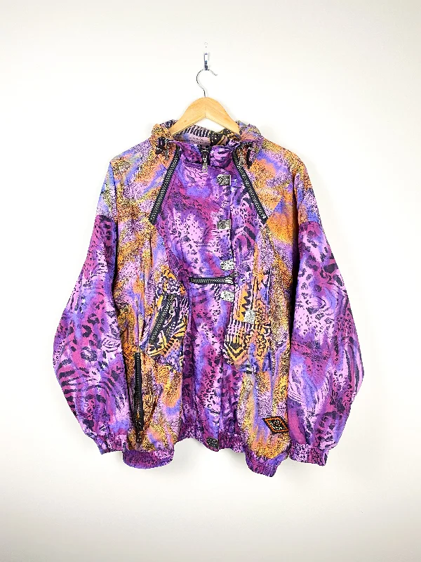 Ski Company Purple Leopard Vintage Ski Jacket Cardigan Sweater Pullover
