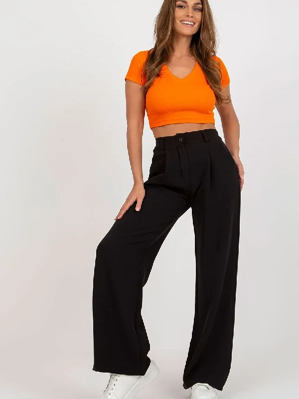 Women trousers Italy Moda Cropped Trousers Casual Linen
