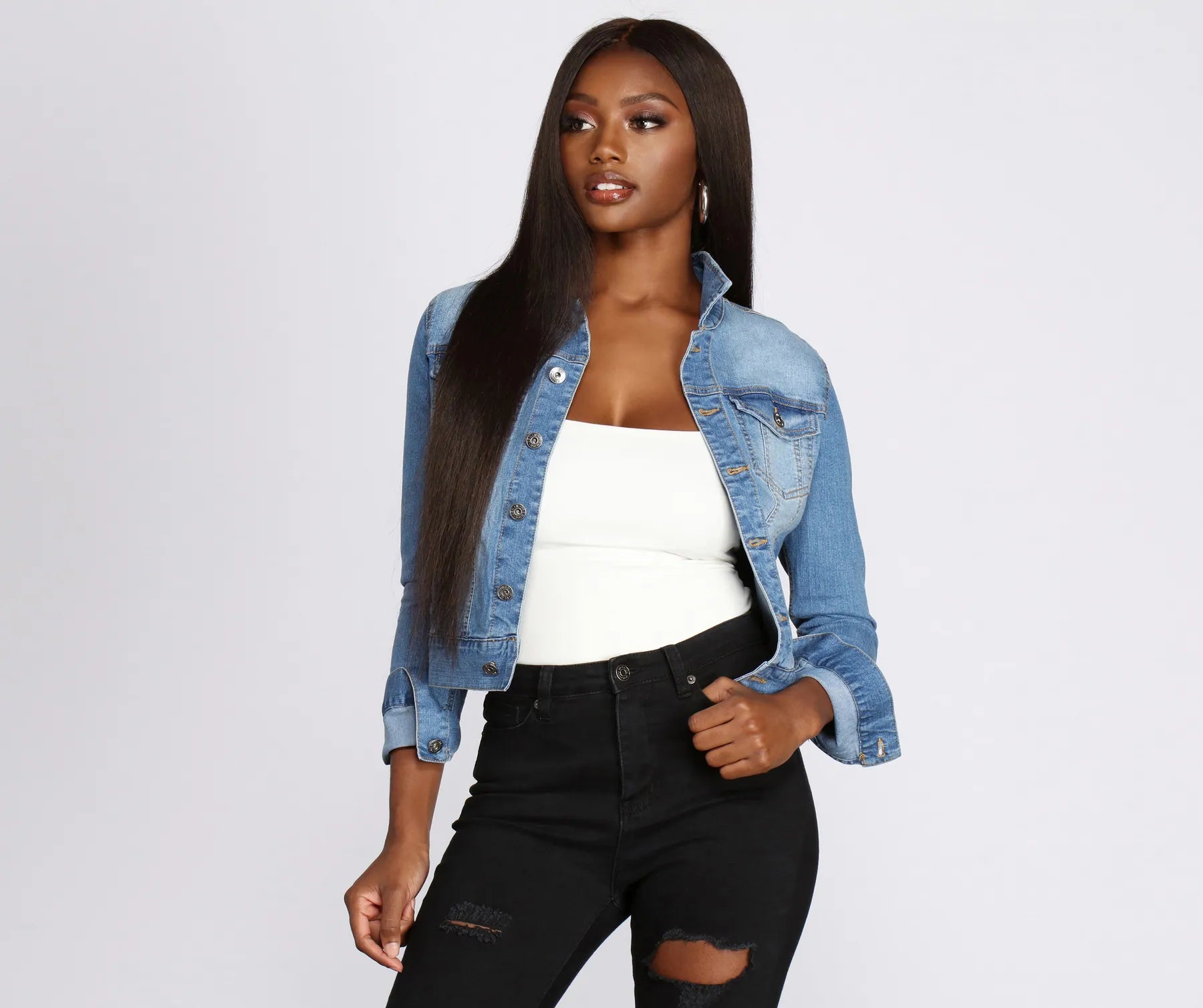 Got That Classic Vibe Jean Jacket Front Pockets Side Pockets Patch Pockets