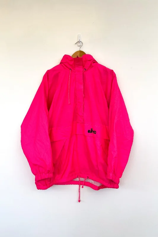 Elho Fluro Pink Vintage Ski Jacket Bomber Jacket Anorak Windbreaker