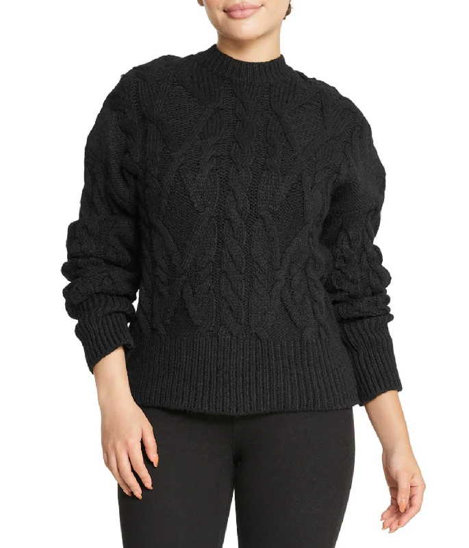 Cable Knit Pullover One Shoulder Top