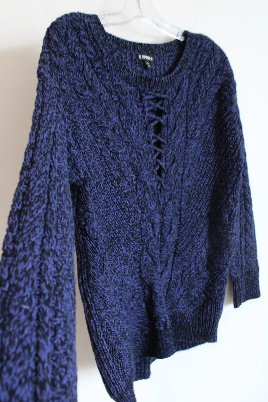 Express Dark Blue Black Knit Sweater | S Long Sweater Short Sweater Cropped Sweater