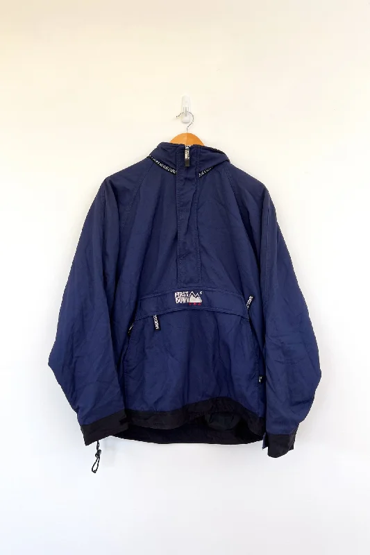 First Down Navy Vintage Ski Jacket Denim Jacket Leather Jacket Suede Jacket