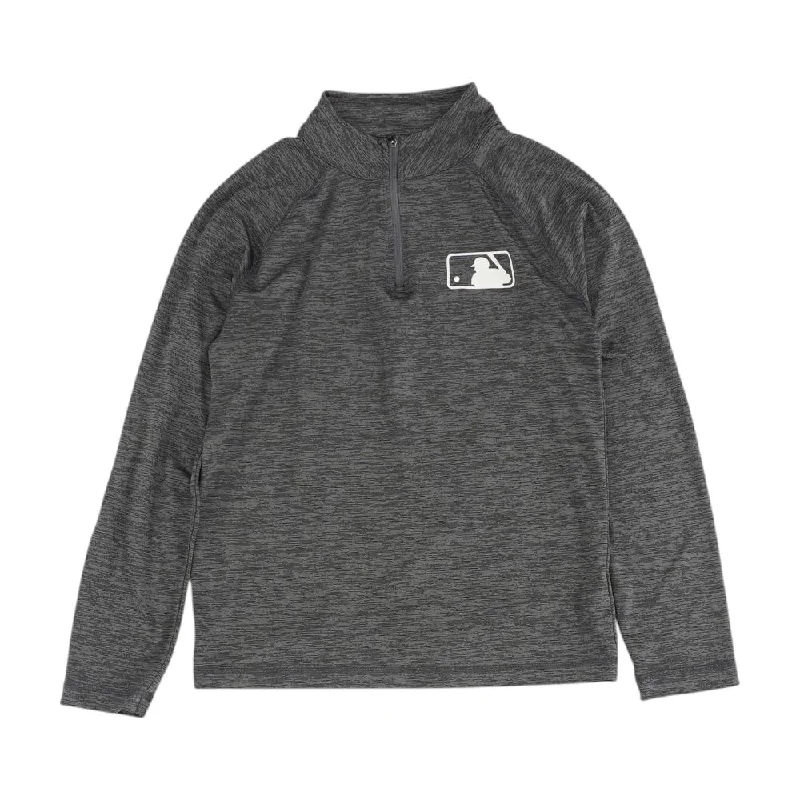 Gray Graphic 1/4 Zip Pullover Blouson Sleeve Pullover