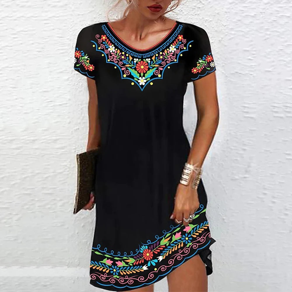 M-3XL Vintage Elegant Ethnic Dress for Women 2023 Summer Loose Bohemian Beach Midi Dress Casual Female Clothing Pullover Skirt Thin Wool Pullover M-3XL Vintage Elegant Ethnic Dress for Women 2023 Summer Loose Bohemian Beach Midi Dress Casual Female Clothing Pullover Skirt Thin Wool Pullover