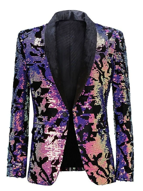 Men's Regular Fit Single Breasted One-button Sequins Jacket Notch Collar Jacket Peter Pan Collar Jacket Cowl Neck Jacket Men's Regular Fit Single Breasted One-button Sequins Jacket Notch Collar Jacket Peter Pan Collar Jacket Cowl Neck Jacket
